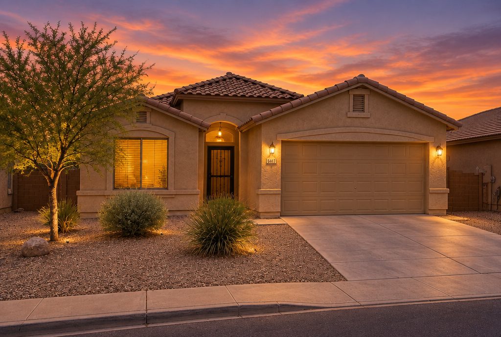 Same home edited into a twilight shot