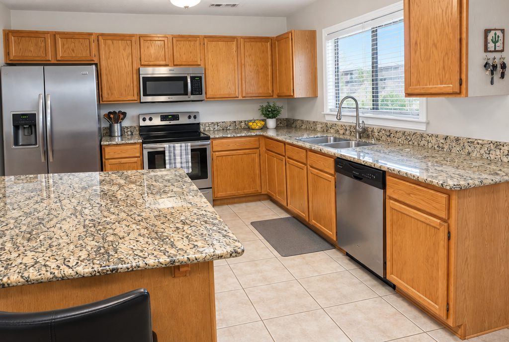 Same kitchen bright and decluttered
